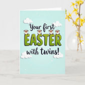 Twins First Easter Celebration Card Kaart (Gele Bloem)