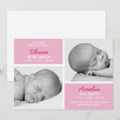 Twins geboortenaankondiging/bedankt kaart (Voorkant / Achterkant)