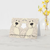 Twins Gefeliciteerd Teddy Bear in crams Kaart (Gele Bloem)