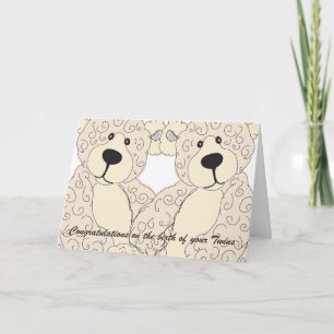 Twins Gefeliciteerd Teddy Bear in crams Kaart