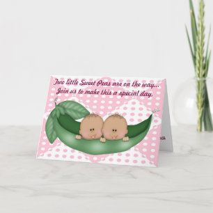 Twins Girl Baby shower Pea dans une invitation de 