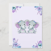Twins Girl Elephants Baby shower Invitation Floral (Dos)