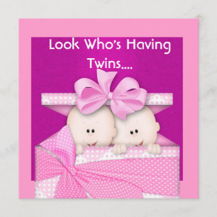 TWINS GIRLS BABY SHOWER INVITATION KAART