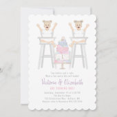 Twins Girls Birthday Smash Cake Invitation (Devant)