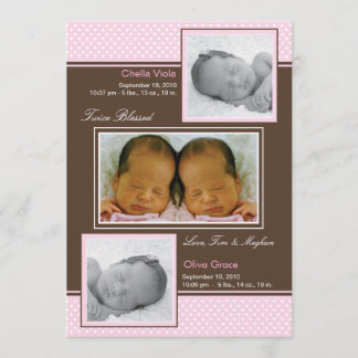 Twins Girls Faire-part de naissance fille