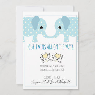 Twins Grossesse Faire-part Eléphants Whimsical