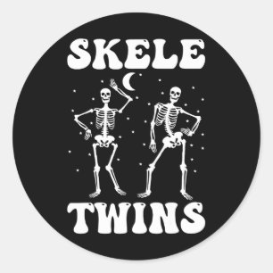 Twins Halloween Matching Skeletwins Grappig Dansen Ronde Sticker