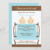 Twins in Blue Wieg Invitations Kaart (Voorkant / Achterkant)