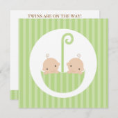 Twins in Green Umbrella Kaart (Voorkant / Achterkant)