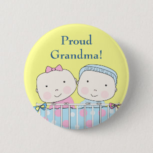 Twins in Wieg, Grandparent Pin Ronde Button 5,7 Cm