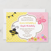 Twins Invitations Anniversaire Bee Butterfly Garde (Devant)