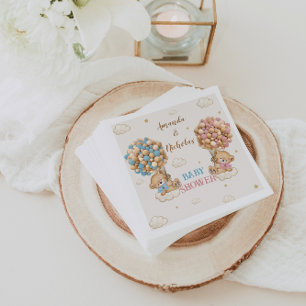 Twins Jongen Meisje Douche Roze Blauw Beer Ballonn Servet