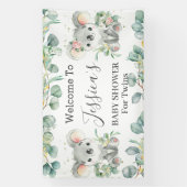 Twins Koala Eucalyptus Greenery Welkomstachtergron Spandoek (Verticaal)