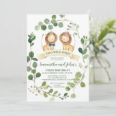 Twins Lion Cubs Anniversaire Invitation (Debout devant)