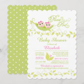Twins Little Peas Girls Baby shower Invitation (Devant / Derrière)