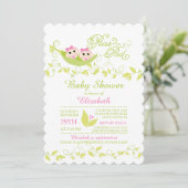 Twins Little Peas Girls Baby shower Invitation (Debout devant)