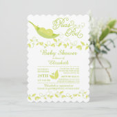 Twins Little Peas Neutral Baby shower Invitation (Debout devant)
