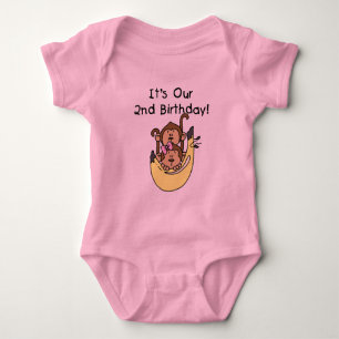 Twins Monkey Boy and Girl 2nd Birthday Romper