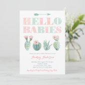 Twins of Joint Baby shower Party with Succulents Kaart (Staand voorkant)