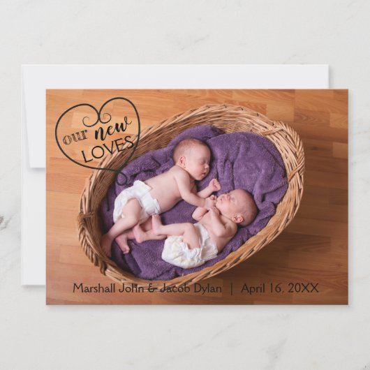 Twins Our New Loves - Faire-part de naissance (Devant)
