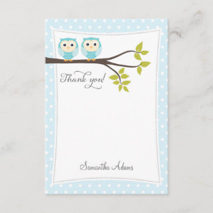 Twins Owls - Hartelijk dank (Blauw) Bedankkaart