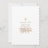 Twins Pampas Grass Floral Primer Añito Bautizo Kaart (Achterkant)