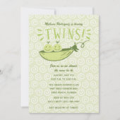 Twins Peas dans un Baby shower vert Pod Invitation (Devant)