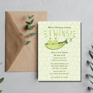 Twins Peas in een Pod Green Baby shower nodigt uit Kaart