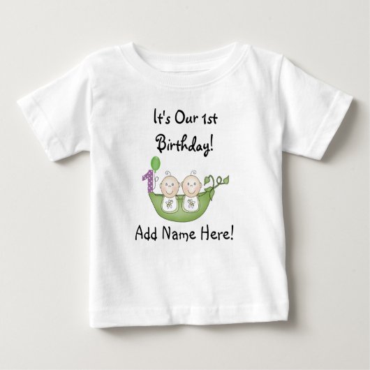 Twins Peas in Pod First Birthday Tshirt (Voorkant)