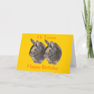 Twins, photo de lapin, carte d'anniversaire