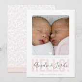 TWINS PHOTO FAIRE-PART DE NAISSANCE bonjour filles (Devant / Derrière)
