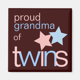 Twins Pink Blue Brown Proud Grandma Magnet Magneet