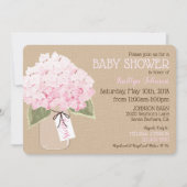 Twins Pink Hydrangea Mason Jar Rustic Baby shower Kaart (Voorkant)