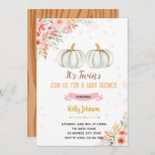 Twins pompoen douche uitnodiging (Voorkant / Achterkant)