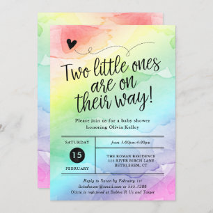 Twins Rainbow-Baby shower, geneutrale Kaart