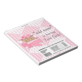 Twins roze Baby shower Snoep Bar-verloopventielen Notitieblok