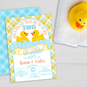 Twins Rubber Duck Baby shower Uitnodiging – Geslac