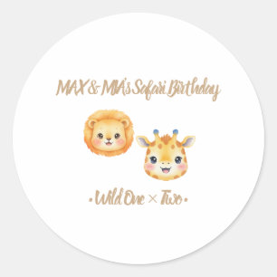 Twins Safari Verjaardagssticker Wild One Times T Ronde Sticker