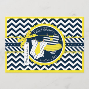 Twins Stropdas Tutu Chevron Baby shower Kaart