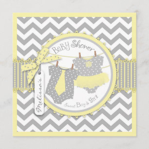 Twins Stropdas Tutu Chevron Baby shower Kaart