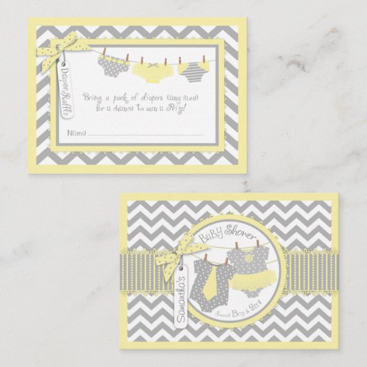 Twins Stropdas Tutu Luier Raffle Ticket Informatiekaartje (Voorkant / Achterkant)