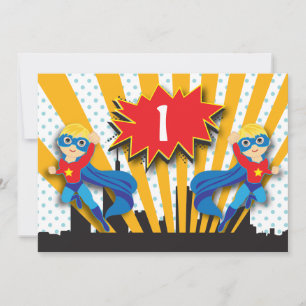 Twins Superheld Birthday Blonde Kaart