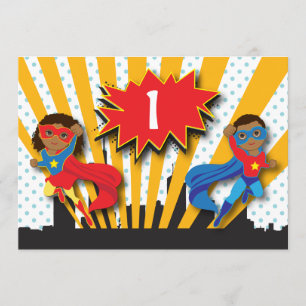 Twins Superheld Birthday Kaart