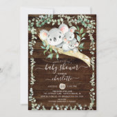 Twins Sweet Koala Bears Baby shower Invitation (Devant)