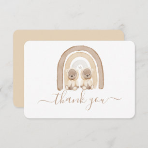 Twins Teddy Bear et Rainbow carte de remerciements