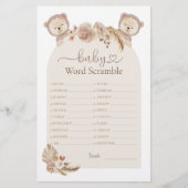 Twins Teddy Bear Word Scramble Baby shower Game (Voorkant)