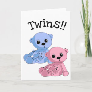 Twins Teddy Bears Persoonlijk Wenskaart Kaart