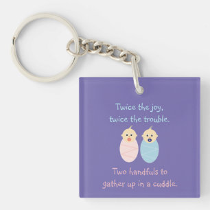 Twins = Twee keer het Joy Cute Poem Sleutelhanger