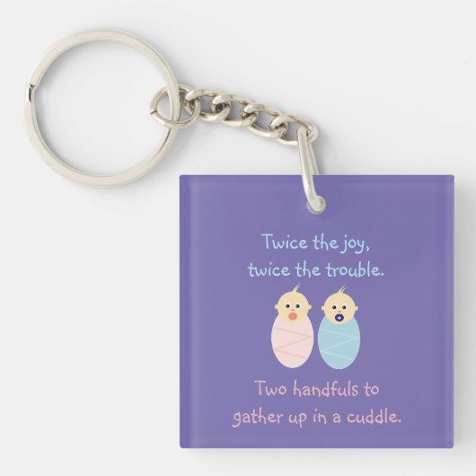 Twins = Twee keer het Joy Cute Poem Sleutelhanger (Voorkant)