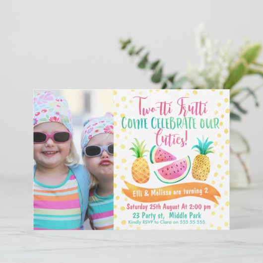 Twins Two-tti Frutti Photo Invitation 2e anniversa (Debout devant)